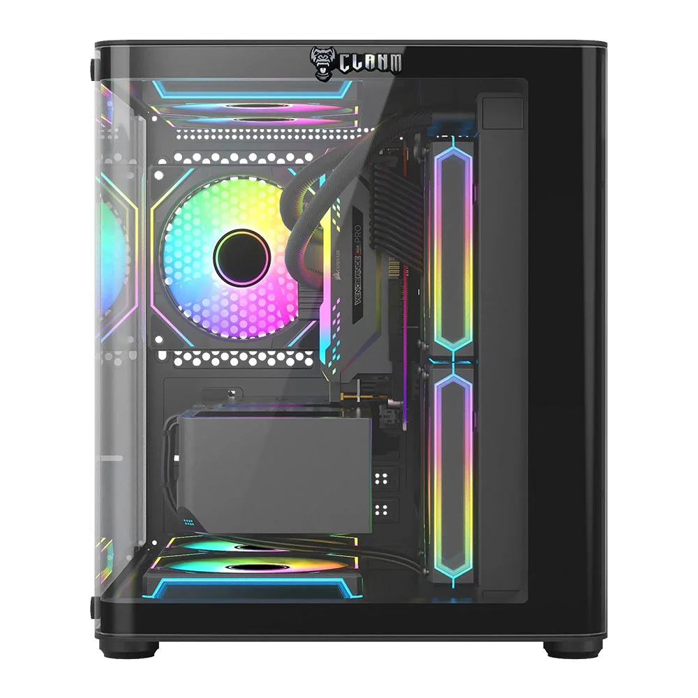 Imagem 4 de 4 do produto Gabinete Gamer Night Rodan | Vidro Curvo - Aquário - Clanm (sem Fans)