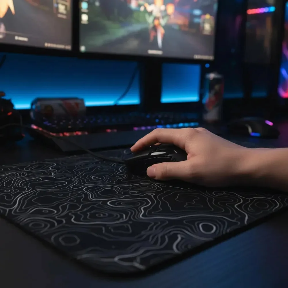 Mouse Pad Gamer Cm02 450x400mm Preto Abstrato - Atwe Eletrônicos Mouse Pad Gamer Cm02 450x400mm Preto Abstrato - Atwe Eletrônicos