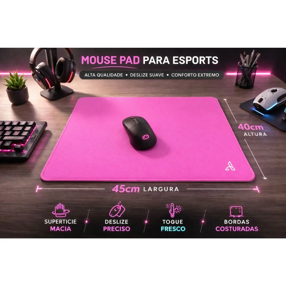 Imagem 3 de 5 do produto Mouse Pad Gamer Personalizado Cm02 450x400mm Rosa - ATWE Eletrônicos