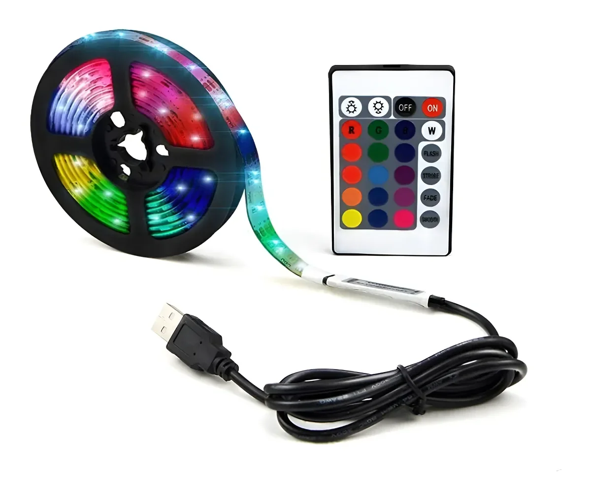 Fita LED 5050 RGB Controle Remoto 2m 5v Usb Para Tv PC Carro Cor Da Luz RGB 2m