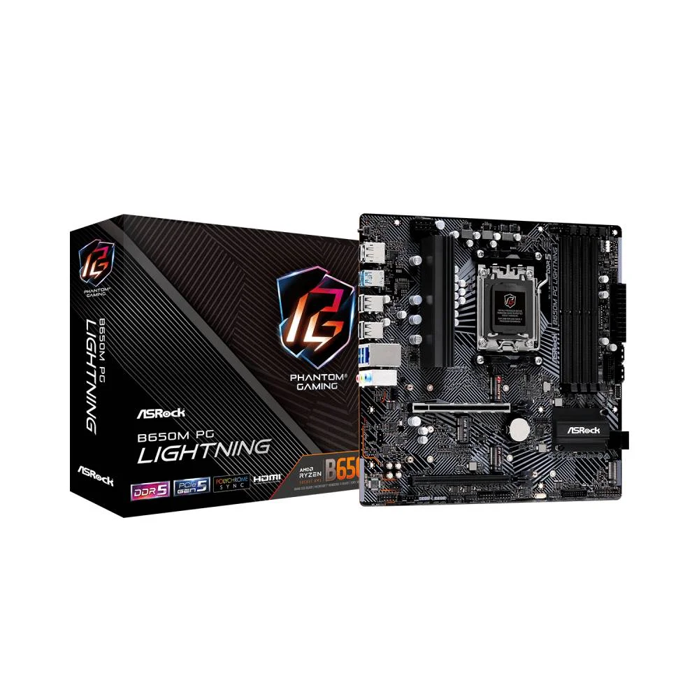 Placa Mãe Asrock B650m Pg Lightning Am5 4xDDR5 Chipset Amd B650 Matx 4