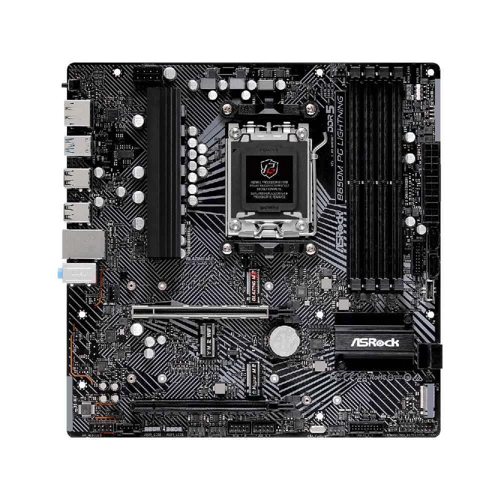 Placa Mãe Asrock B650m Pg Lightning Am5 4xDDR5 Chipset Amd B650 Matx