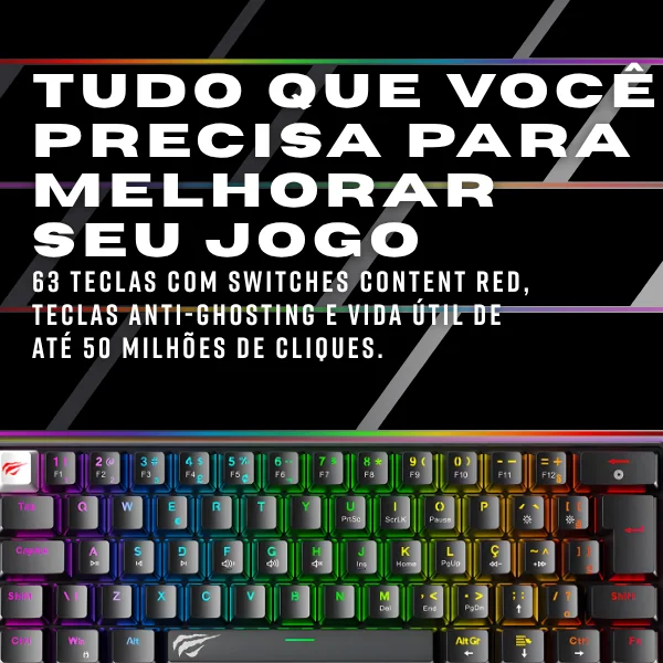 Imagem 2 de 5 do produto Teclado Mecânico Gamer Havit Gt-kb11l Abnt2 Switch Vermelho