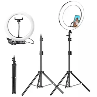 Ring Light 10 Pol 26cm Profissional Anel De LED Três Tonalidades De Luz Com Tripé 2,1 Metros