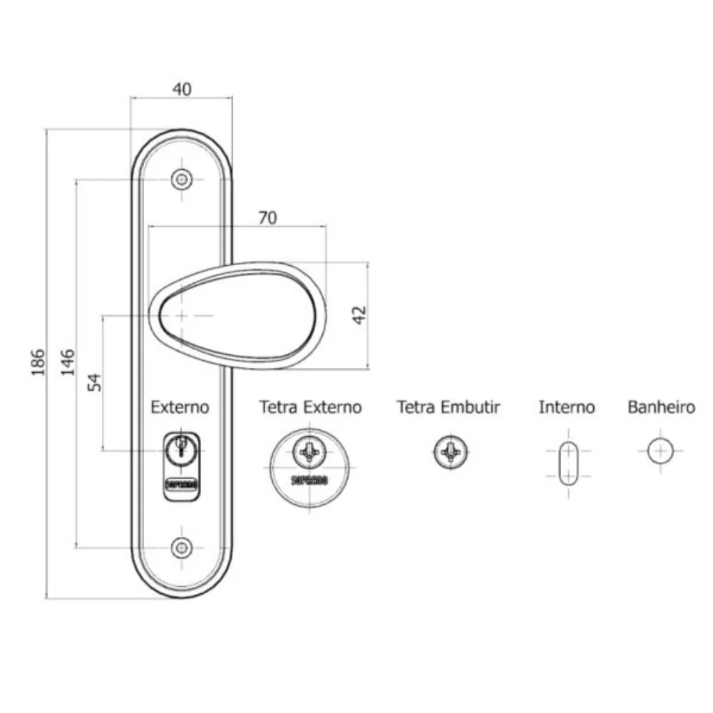 Imagem 3 de 4 do produto Fechadura Bora Externa Espelho Antique Brass 40mm Esp43 (40x53 Py53) 03001.0750.15 Soprano