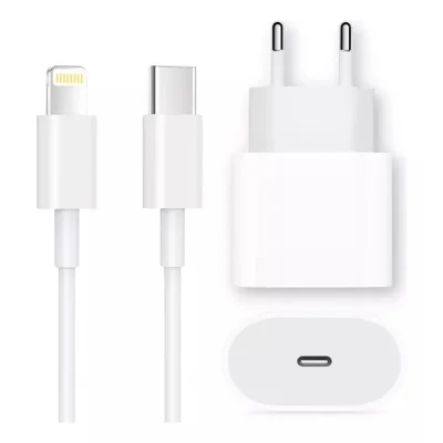 Cabo Tipo C Lightning + Fonte Carregador Pd 25w Turbo Compatível C/iphone X Xr 8 Plus 11 12 13 14 Pro Pro Max – Carga Su