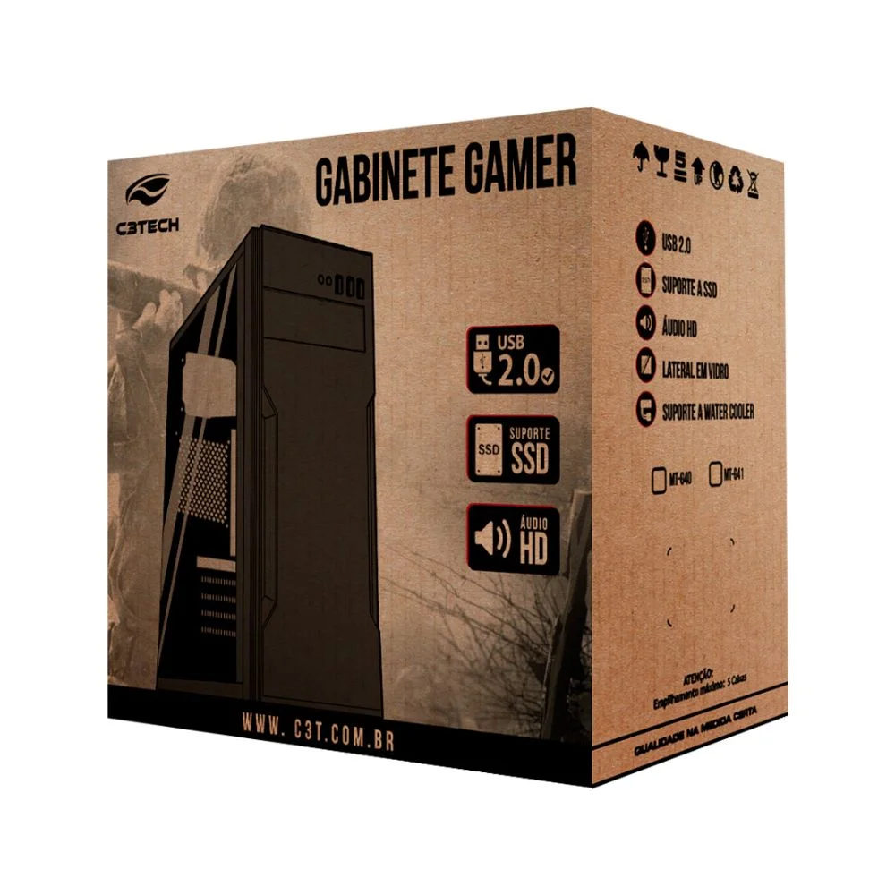 Imagem 2 de 5 do produto Gabinete Gamer C3tech Mt-g40bk Sem Fonte Preto