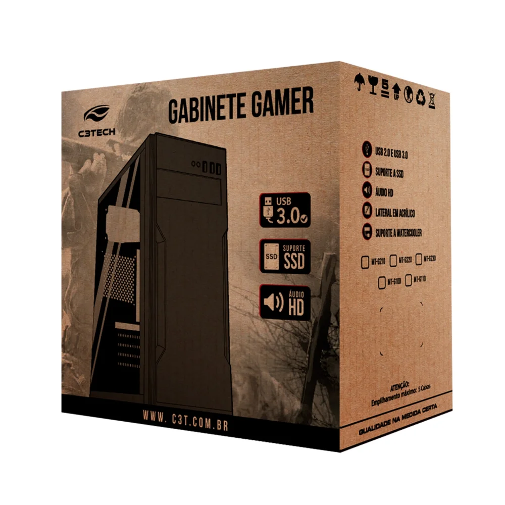 Imagem 3 de 5 do produto Gabinete Gamer C3tech Mt-g40bk Sem Fonte Preto