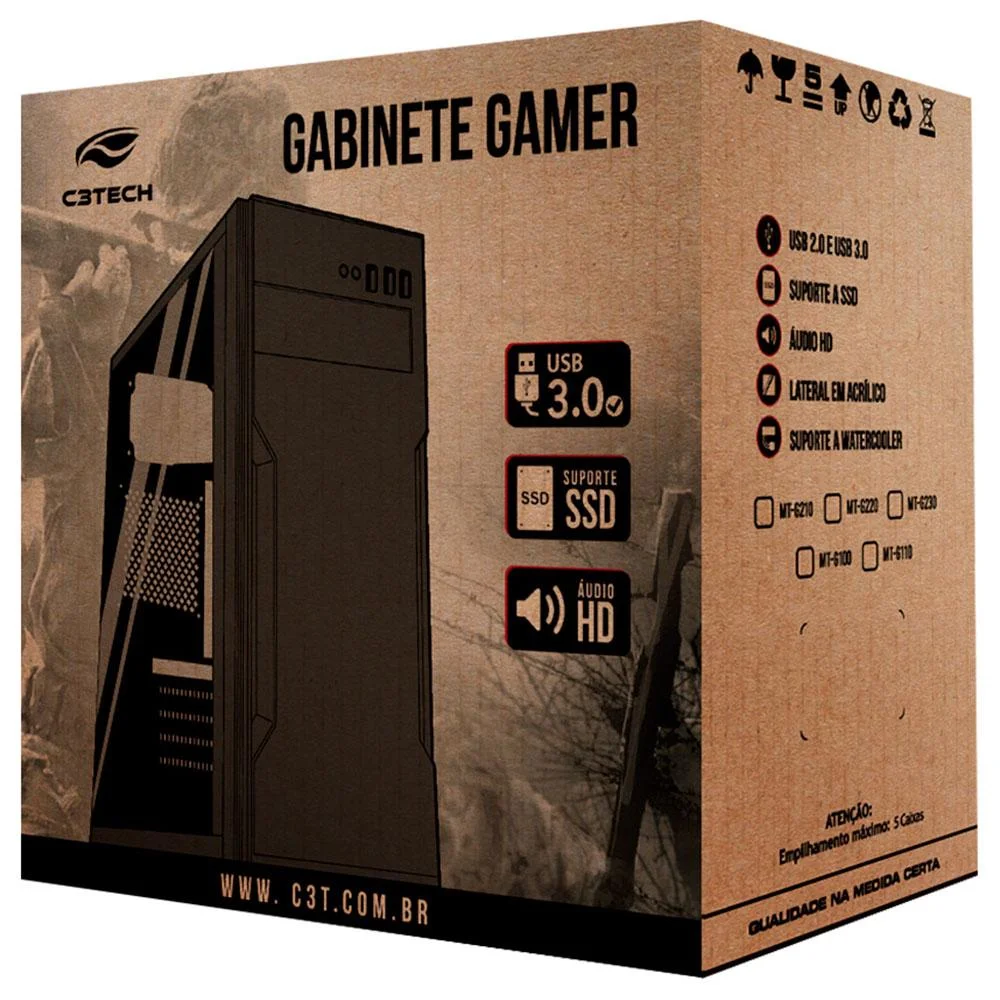 Imagem 5 de 5 do produto Gabinete Gamer C3tech Mt-g40bk Sem Fonte Preto