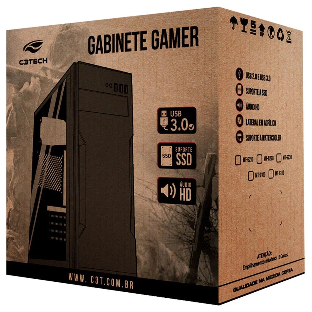 Imagem 4 de 4 do produto Gabinete Gamer C3tech Mt-g120bk Sem Fonte Preto