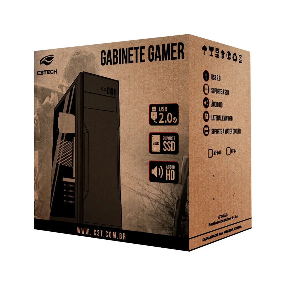 Imagem 2 de 4 do produto Gabinete Gamer C3tech Mt-g41bk Sem Fonte Preto