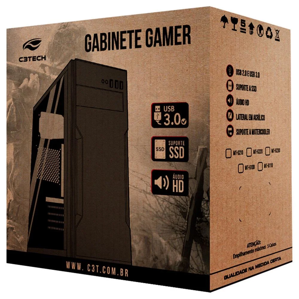 Imagem 4 de 4 do produto Gabinete Gamer C3tech Mt-g41bk Sem Fonte Preto