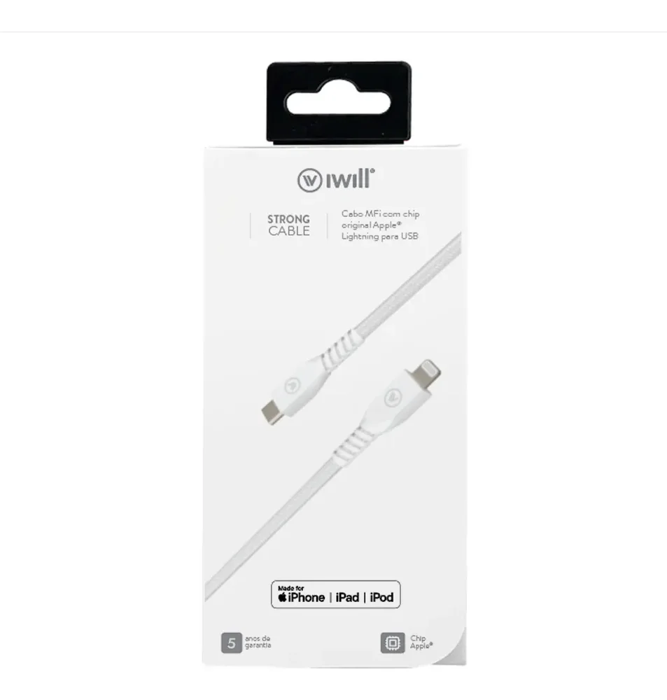 Imagem 2 de 5 do produto Cabo Lightning Mfi 1,2m Usb-c Strong Cable Iwill - Branco
