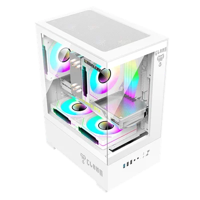 Gabinete Gamer Aquário Clanm Megalon, Vidro Temperado - Snow