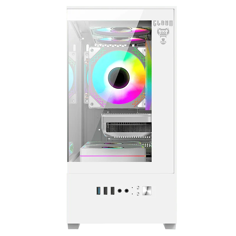 Imagem 3 de 5 do produto Gabinete Gamer Aquário Clanm Megalon, Vidro Temperado - Snow