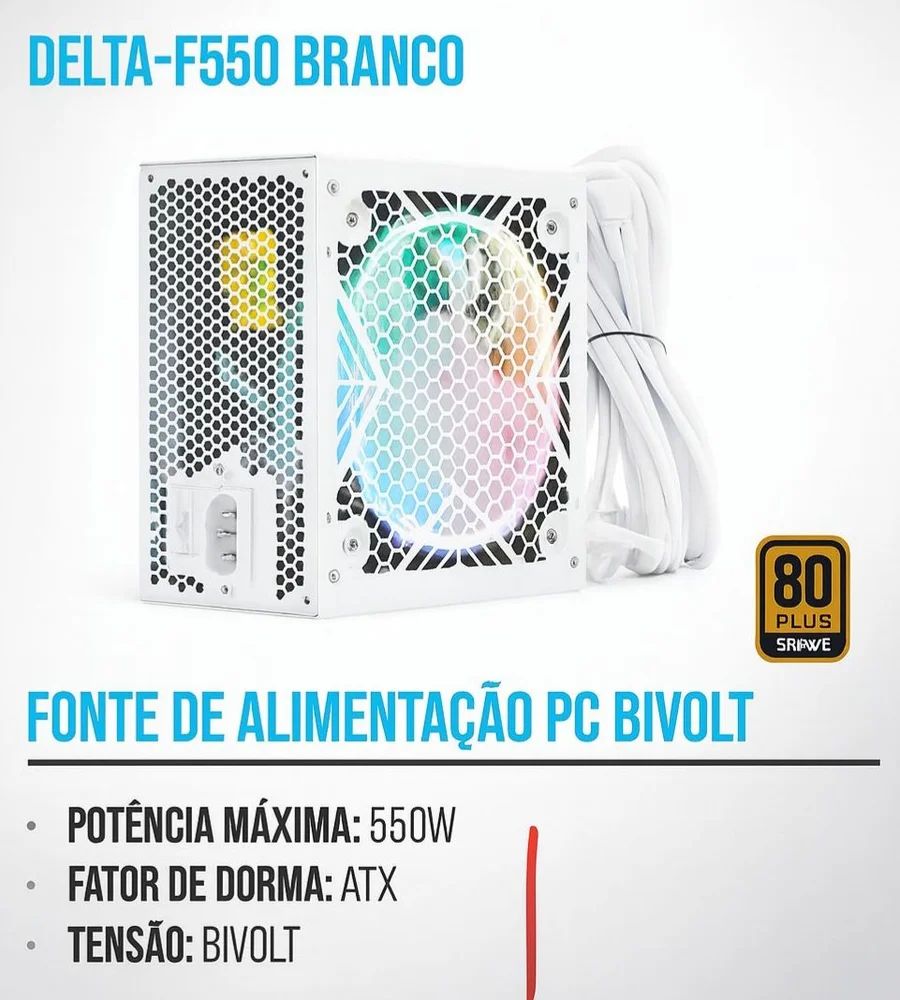 Imagem 3 de 4 do produto Fonte De Alimentação P/ Computador 550w - Delta-f550 (BRANCO)