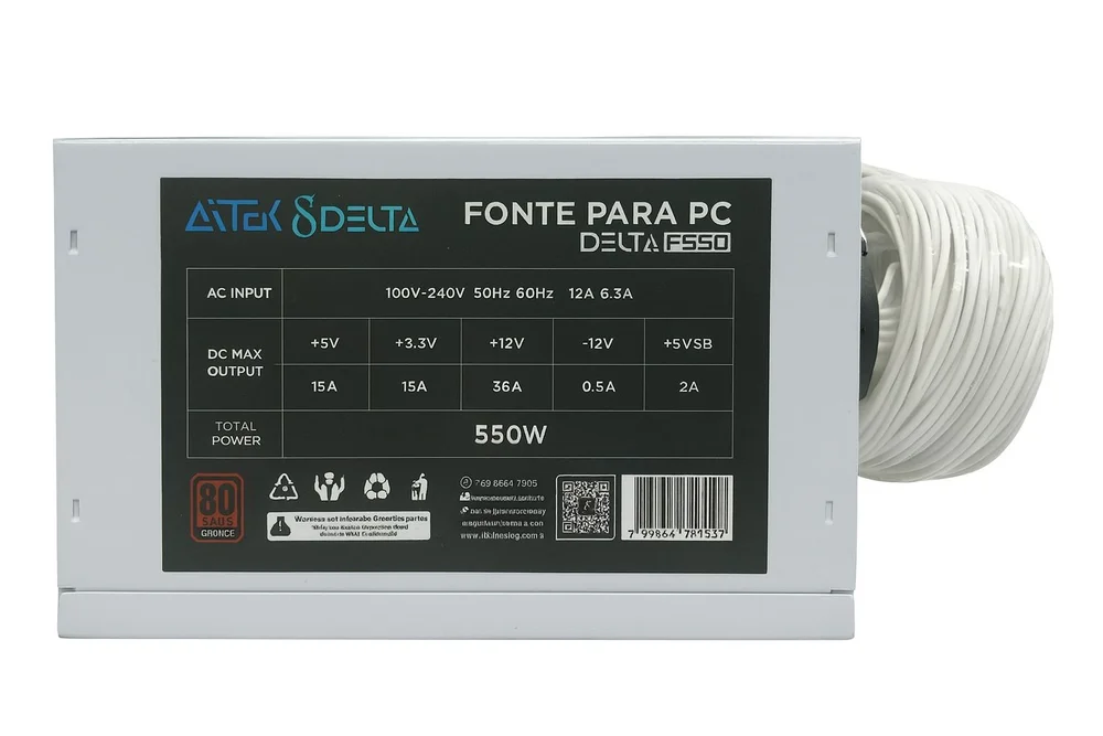 Imagem 4 de 4 do produto Fonte De Alimentação P/ Computador 550w - Delta-f550 (BRANCO)
