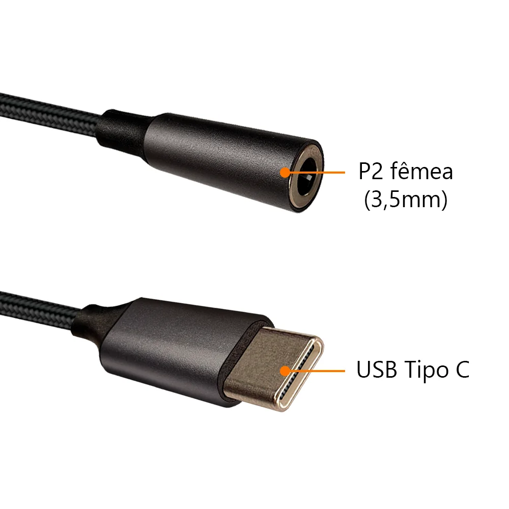 Imagem 3 de 5 do produto Adaptador Usb-c Para P2 3.5mm Audio Fone Microfone Celular