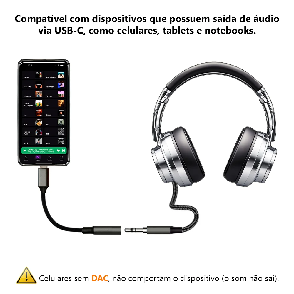 Imagem 4 de 5 do produto Adaptador Usb-c Para P2 3.5mm Audio Fone Microfone Celular