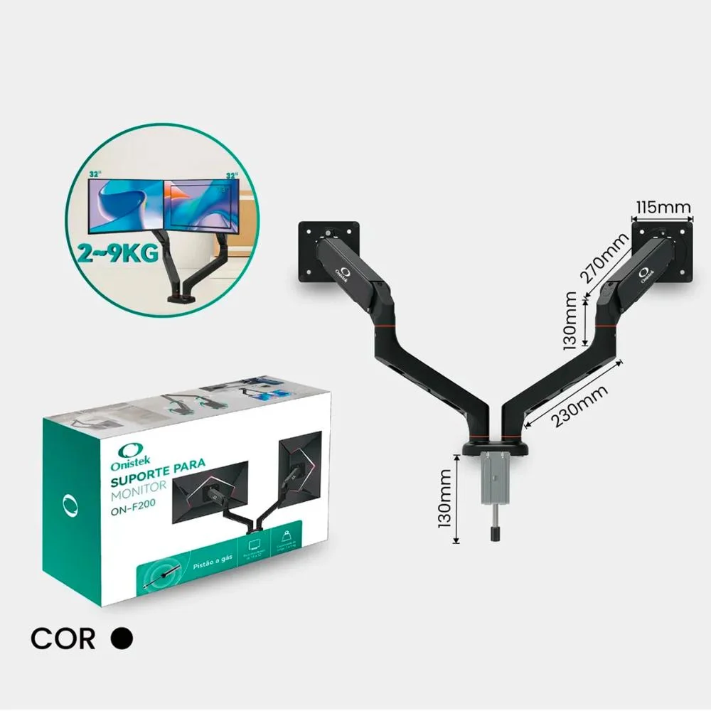 Imagem 4 de 5 do produto Suporte Duplo Para Monitor 13 A 32’’ Ajustável Rotação 180°