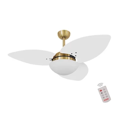 Ventilador De Teto Dormamu Dourado 3 Pás Branco 110v Com Controle