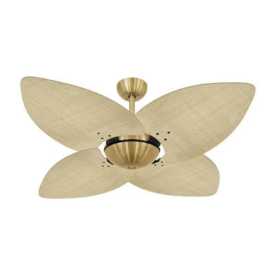 Ventilador De Teto Dormamu Dourado Office 4 Pás Palmae Natural 110v