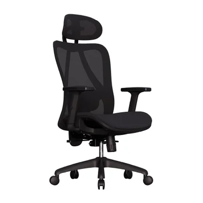 Cadeira De Escritório Ergonomica Premium Samaia Apoio Cabeça Revestido, Encosto Ajustável Com Apoio Lombar - Preto