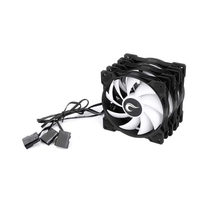 Imagem 3 de 5 do produto Kit c/3 Ventoinhas Gamer Rise Mode X Led Rainbow Black 120mm 1200 RPM - RM-XLD-01-RBW