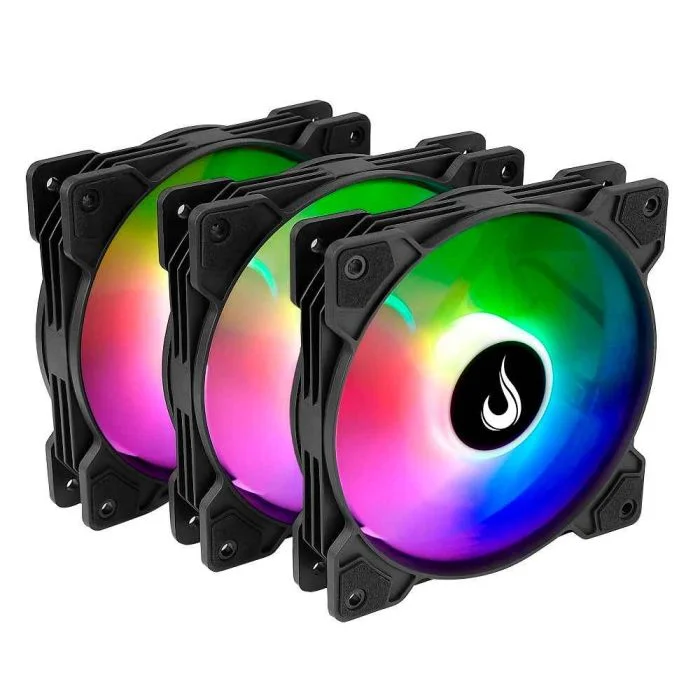Imagem 5 de 5 do produto Kit c/3 Ventoinhas Gamer Rise Mode X Led Rainbow Black 120mm 1200 RPM - RM-XLD-01-RBW