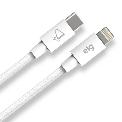 Cabo Usb-c Para Lightning, Sincronização E Carga Ultrarrápida 27w 3a, Malha Trançada, Cor:branco;tamanho:2 Metros