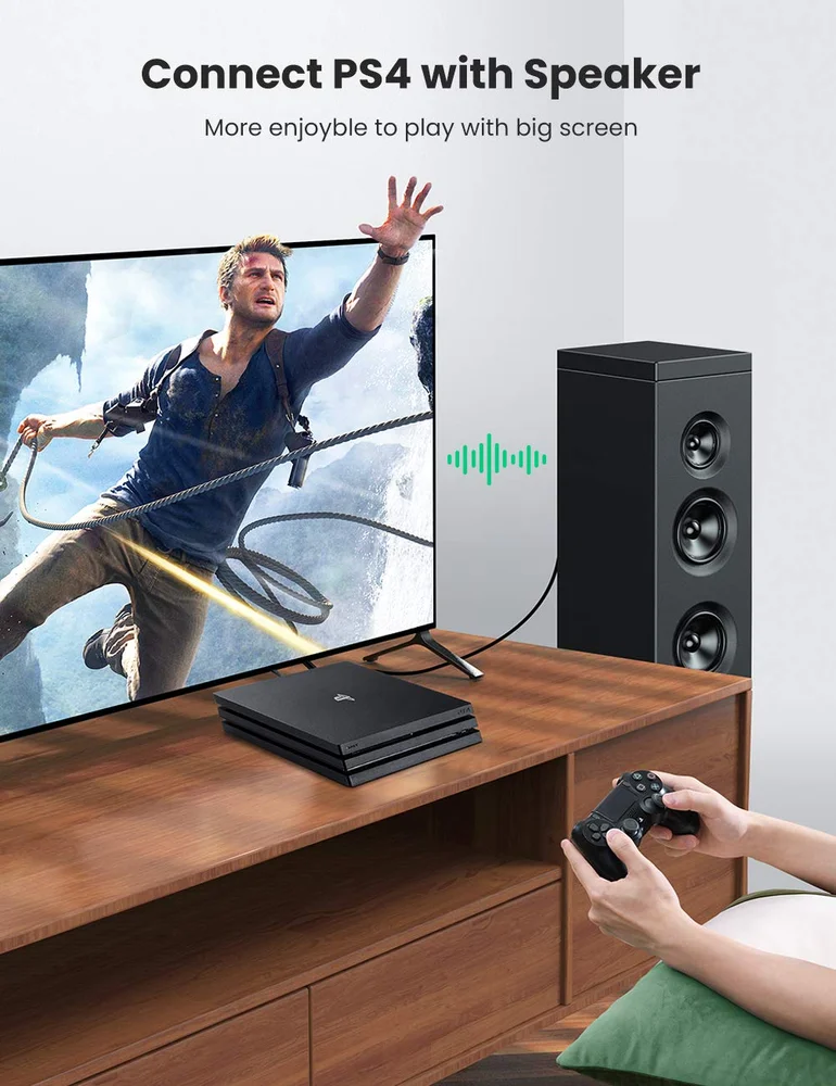 Imagem 2 de 5 do produto Ugreen Cabo De Áudio Óptico Digital Fibra Óptica Toslink Spdif (3 Metros )