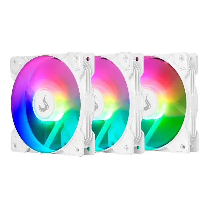 Imagem 4 de 5 do produto Kit com 3 Ventoinhas Rise Mode X Led Rainbow, 120mm, Branco - RM-XLD-02-RBW