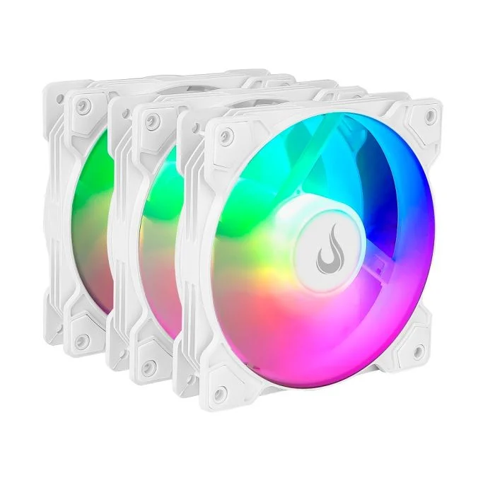 Imagem 5 de 5 do produto Kit com 3 Ventoinhas Rise Mode X Led Rainbow, 120mm, Branco - RM-XLD-02-RBW