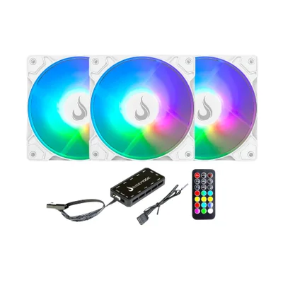 Kit 3 Fans Gamer Rise Mode Z LED ARGB White 120mm - RM-ZLD-5V-ARGB-W