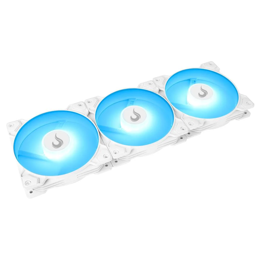 Imagem 3 de 5 do produto Kit 3 Fans Gamer Rise Mode Z LED ARGB White 120mm - RM-ZLD-5V-ARGB-W