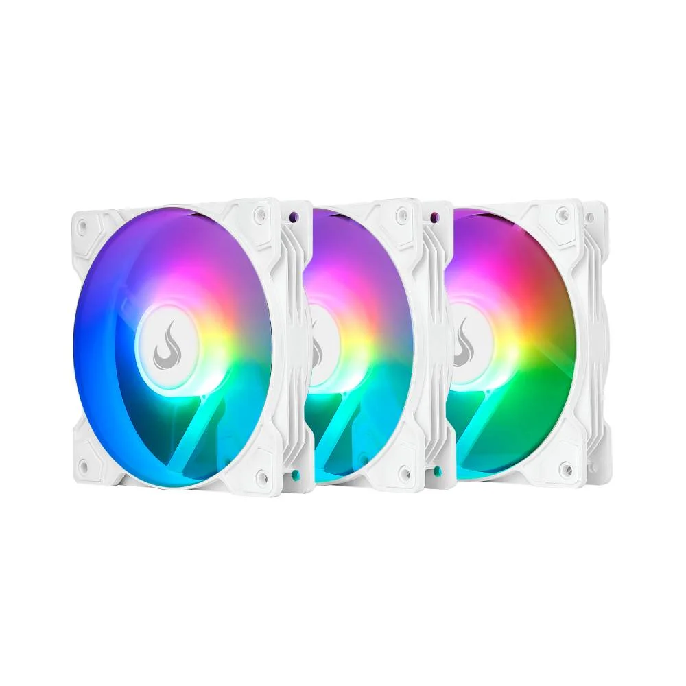 Imagem 4 de 5 do produto Kit 3 Fans Gamer Rise Mode Z LED ARGB White 120mm - RM-ZLD-5V-ARGB-W