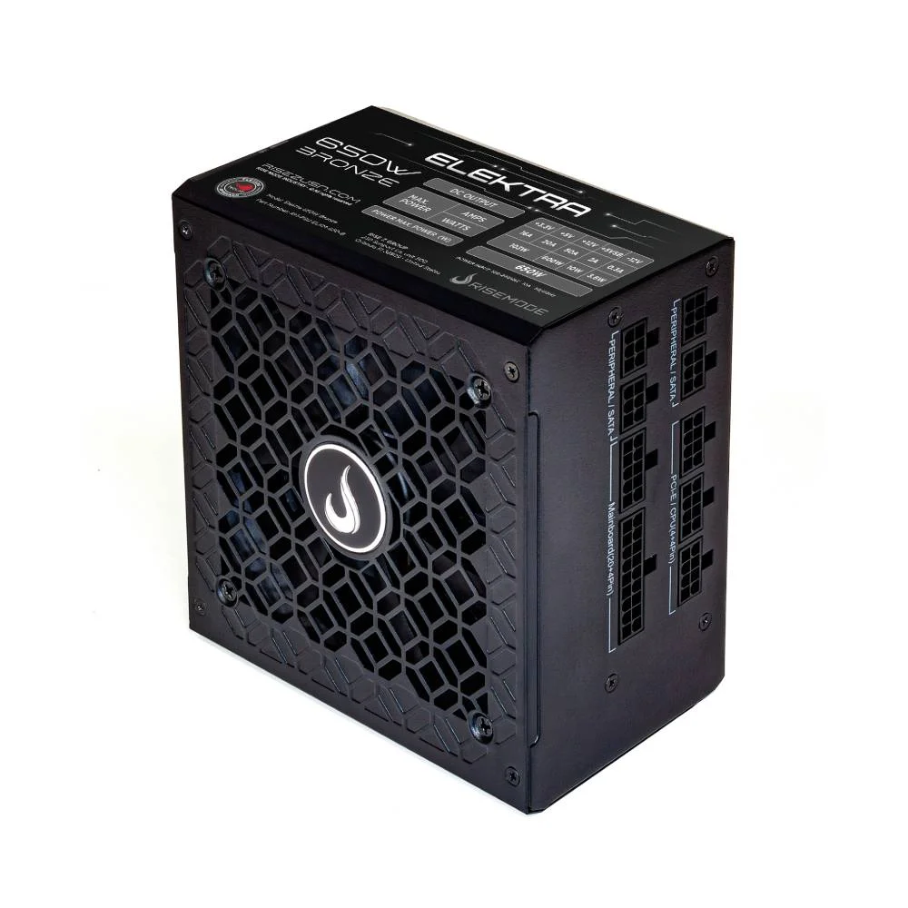 Fonte Gamer Rise Mode Elektra, 650W, Bronze, Full Modular, PFC Ativo, Preto - RM-PSU-ELKM-650-B