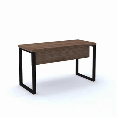 Mesa De Escritório Pé Tubular Pe40 Em Mdp 150 X 70 Cm Cor Walnut Base Preta
