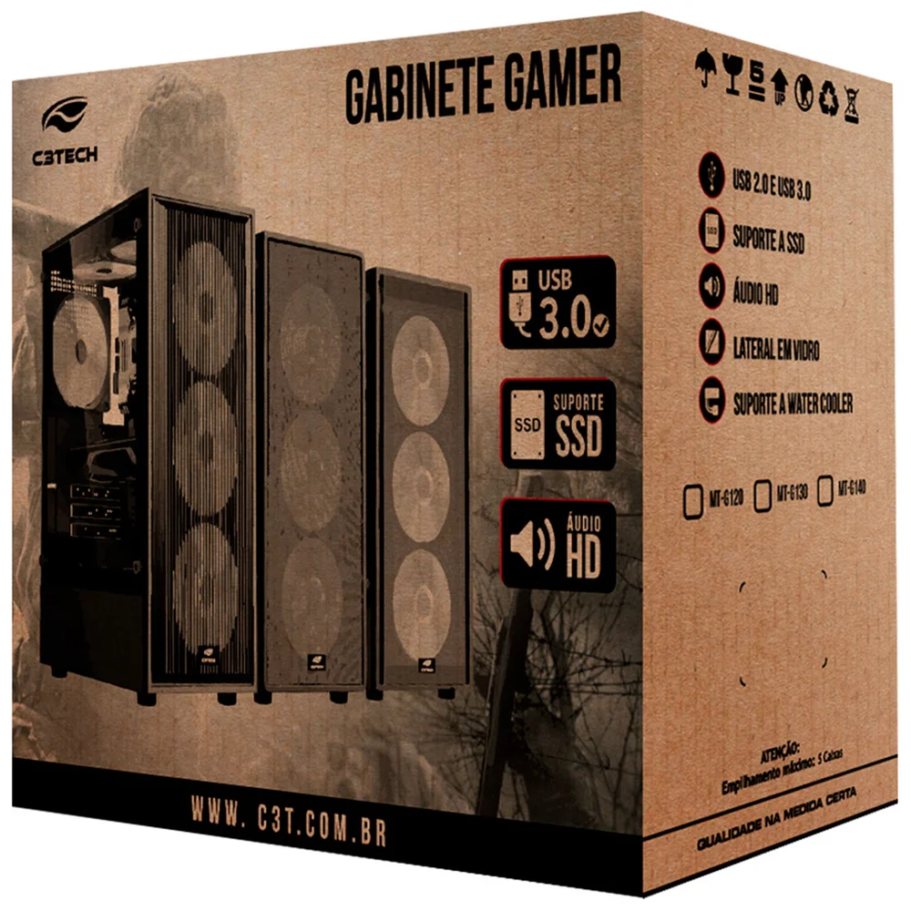 Imagem 2 de 4 do produto Gabinete Gamer C3tech Mt-g130bk, Lateral Em Vidro, Filtro Anti-poeira, Usb 3.0, Micro Atx - Preto