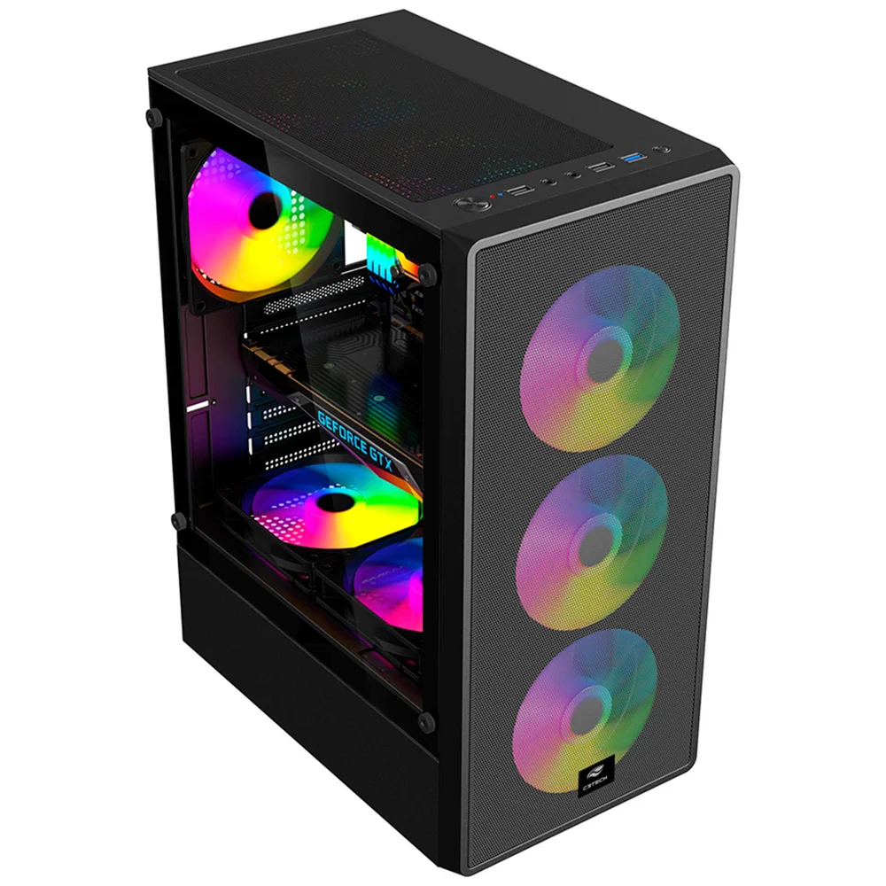 Imagem 3 de 4 do produto Gabinete Gamer C3tech Mt-g130bk, Lateral Em Vidro, Filtro Anti-poeira, Usb 3.0, Micro Atx - Preto