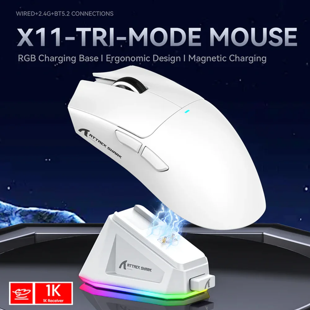 Mouse Gamer Sem Fio Bluetooth Attack Shark Paw3311 X11 Mouse Gamer Sem Fio Bluetooth Attack Shark Paw3311 X11