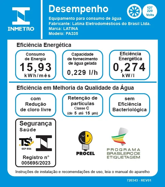 Imagem 3 de 5 do produto Purificador De Agua Refrigerada Latina Pa335 Preto - Bivolt