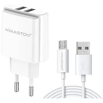 Fonte Carregador Celular 2 Entrada Turbo Cabo Hmaston Micro Usb