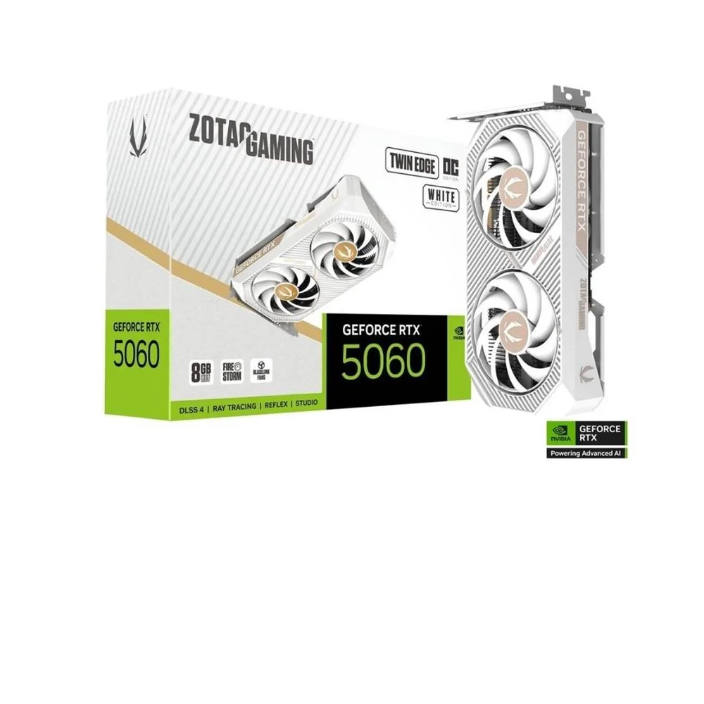 Placa De Vídeo Zotac Gaming Geforce RTX 5060 Twin Edge Oc White Edition, 8 Gb Gddr6, Branco