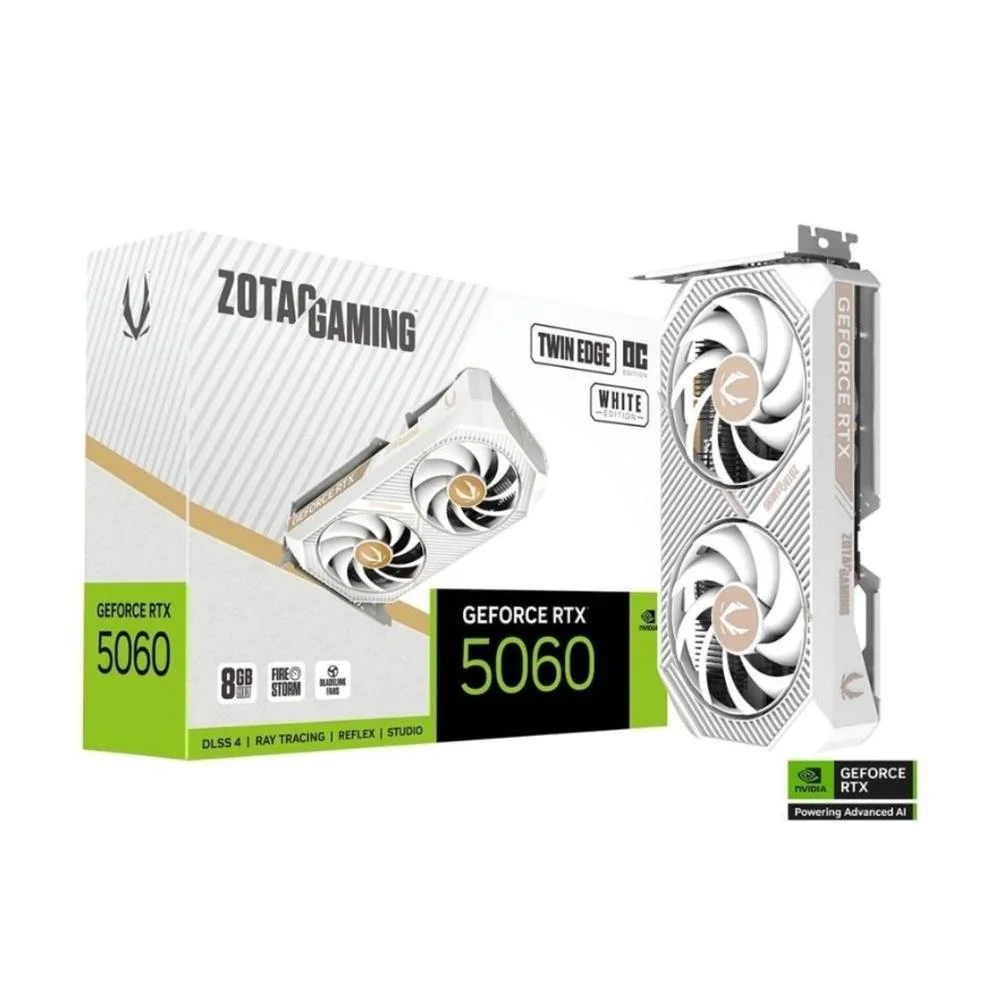 Imagem 2 de 5 do produto Placa De Vídeo Zotac Gaming Geforce RTX 5060 Twin Edge Oc White Edition, 8 Gb Gddr6, Branco