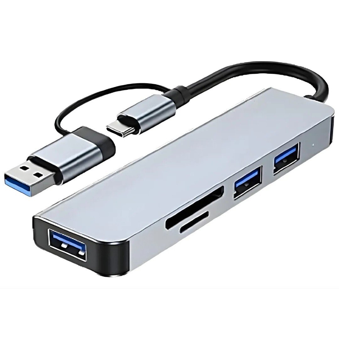 Hub Usb 3.0 E Usb Tipo C Leitor De Cartão Sd Cinza - 04480