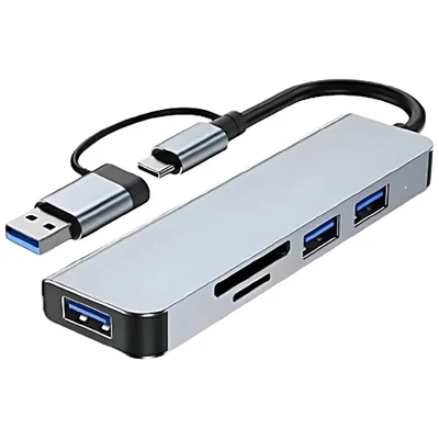Hub Usb 3.0 E Usb Tipo C Leitor De Cartão Sd Cinza - 04480