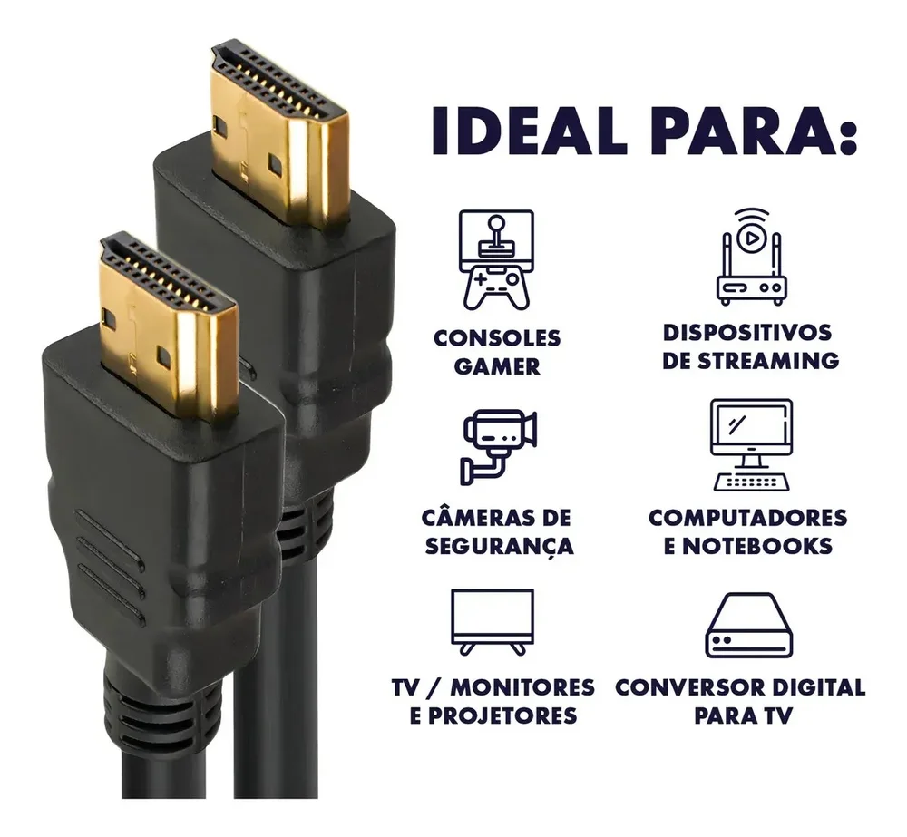 Imagem 3 de 5 do produto Cabo HDMI 4k 2.0 Blindado 1,5 Metros Full Hd Arvex