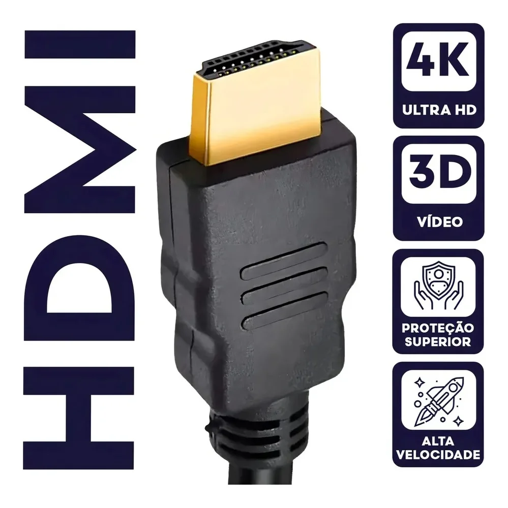 Imagem 5 de 5 do produto Cabo HDMI 4k 2.0 Blindado 1,5 Metros Full Hd Arvex