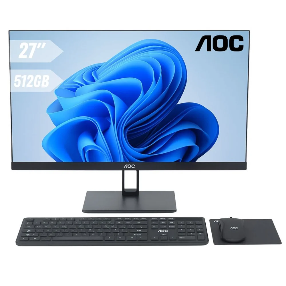 Computador All-In-One Pc 27" 128Gb SSD + 500Gb HDD Branco AOC - D-A271512